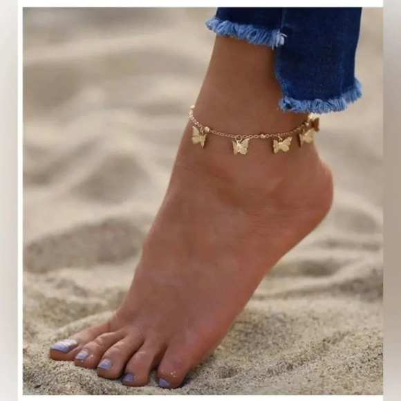 2 LEFT! Bohemian Gold Butterfly Charms Anklet Bracelet - Picture 1 of 5
